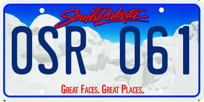 SD license plate 0SRO61
