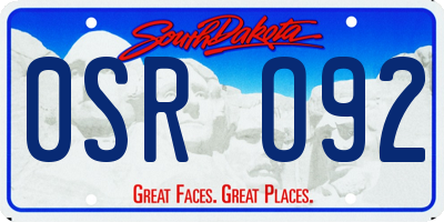 SD license plate 0SRO92