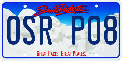SD license plate 0SRP08