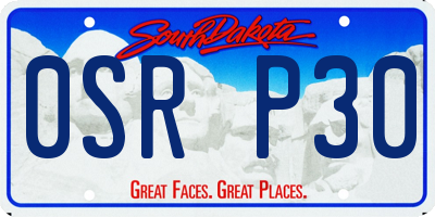 SD license plate 0SRP30