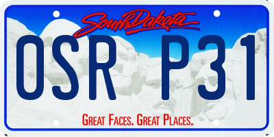 SD license plate 0SRP31