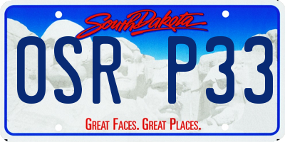 SD license plate 0SRP33