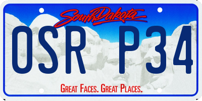 SD license plate 0SRP34