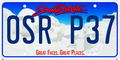 SD license plate 0SRP37