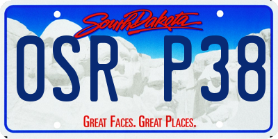 SD license plate 0SRP38