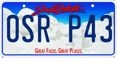 SD license plate 0SRP43