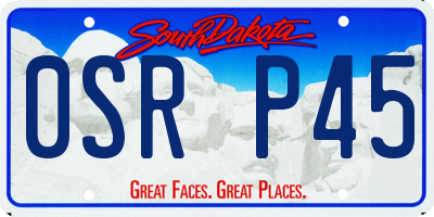 SD license plate 0SRP45