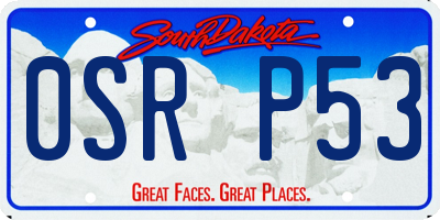 SD license plate 0SRP53