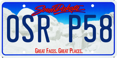 SD license plate 0SRP58