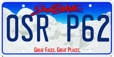 SD license plate 0SRP62