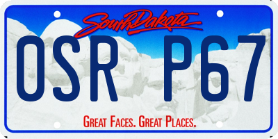 SD license plate 0SRP67