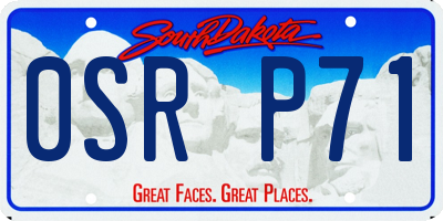 SD license plate 0SRP71