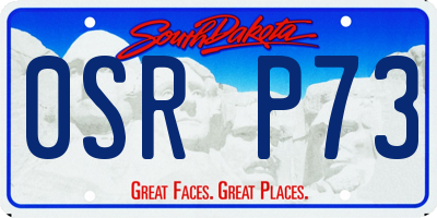 SD license plate 0SRP73