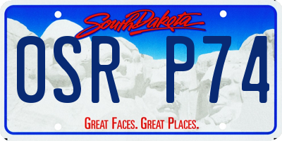 SD license plate 0SRP74