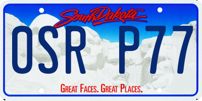 SD license plate 0SRP77