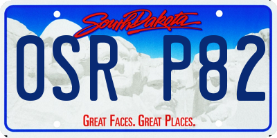 SD license plate 0SRP82