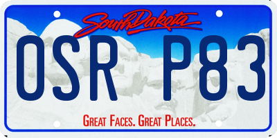 SD license plate 0SRP83