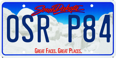 SD license plate 0SRP84