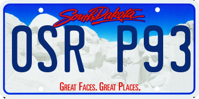 SD license plate 0SRP93