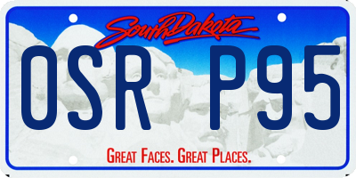 SD license plate 0SRP95