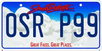 SD license plate 0SRP99