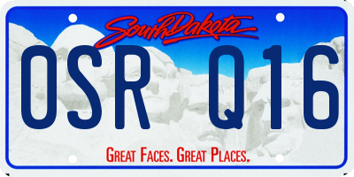 SD license plate 0SRQ16