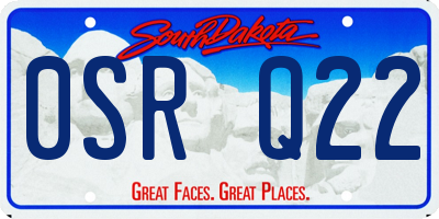SD license plate 0SRQ22