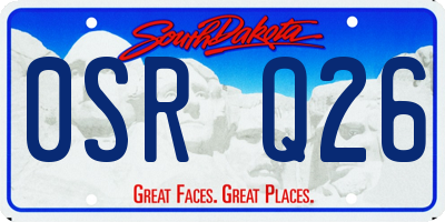 SD license plate 0SRQ26