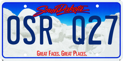 SD license plate 0SRQ27