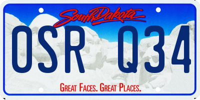 SD license plate 0SRQ34