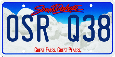 SD license plate 0SRQ38