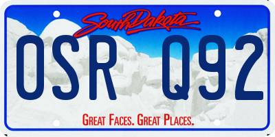 SD license plate 0SRQ92