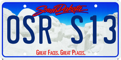 SD license plate 0SRS13