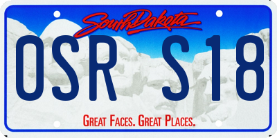 SD license plate 0SRS18