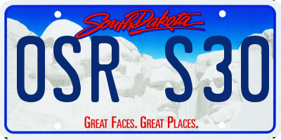 SD license plate 0SRS30
