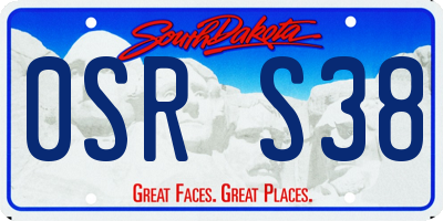 SD license plate 0SRS38