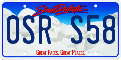 SD license plate 0SRS58