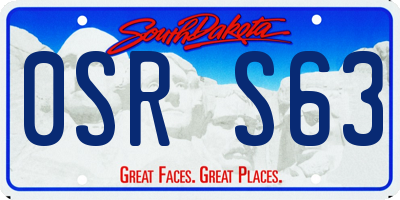 SD license plate 0SRS63