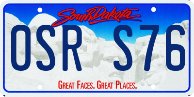SD license plate 0SRS76