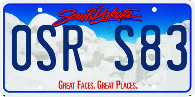 SD license plate 0SRS83