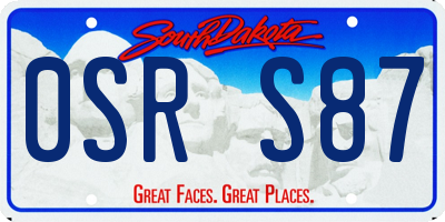SD license plate 0SRS87