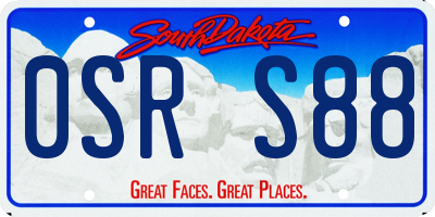 SD license plate 0SRS88