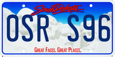 SD license plate 0SRS96