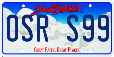 SD license plate 0SRS99