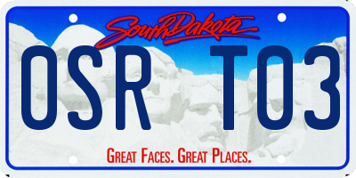 SD license plate 0SRT03