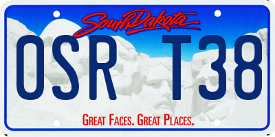 SD license plate 0SRT38