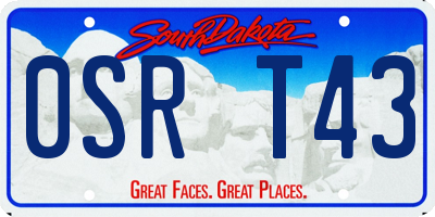 SD license plate 0SRT43