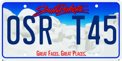 SD license plate 0SRT45
