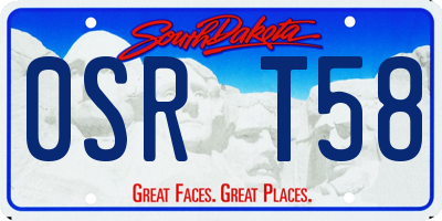SD license plate 0SRT58