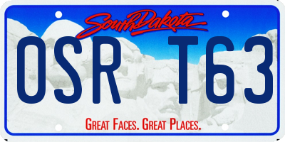SD license plate 0SRT63